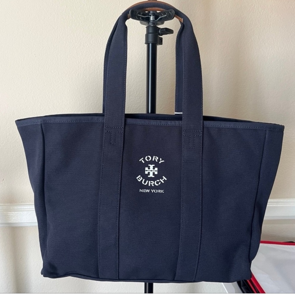 Tory Burch Large Navy Canvas Tote